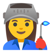 Emoji 👩‍🏭 Operaia su Google Android 11.0 December 2020 Feature Drop.