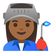 Emoji 👩🏾‍🏭 Operaia: Carnagione Abbastanza Scura su Google Android 11.0 December 2020 Feature Drop.