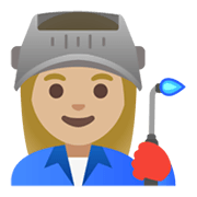Emoji 👩🏼‍🏭 Operaia: Carnagione Abbastanza Chiara su Google Android 11.0 December 2020 Feature Drop.