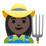 Emoji 👩🏿‍🌾 Contadina: Carnagione Scura su Google Android 11.0 December 2020 Feature Drop.