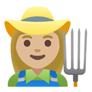 👩🏼‍🌾 Emoji Fazendeira: Pele Morena Clara na Google Android 11.0 December 2020 Feature Drop.