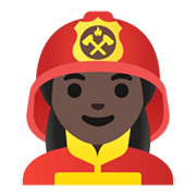 Emoji 👩🏿‍🚒 Pompiere Donna: Carnagione Scura su Google Android 11.0 December 2020 Feature Drop.