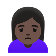 🙍🏿‍♀️ Emoji Mujer Frunciendo El Ceño: Tono De Piel Oscuro en Google Android 11.0 December 2020 Feature Drop.