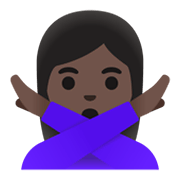 🙅🏿‍♀️ Emoji Frau mit überkreuzten Armen: dunkle Hautfarbe Google Android 11.0 December 2020 Feature Drop.