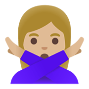 🙅🏼‍♀️ Emoji Mulher Fazendo Gesto De «não»: Pele Morena Clara na Google Android 11.0 December 2020 Feature Drop.