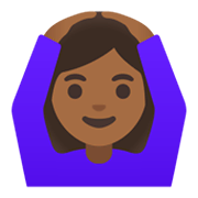🙆🏾‍♀️ Emoji Frau mit Händen auf dem Kopf: mitteldunkle Hautfarbe Google Android 11.0 December 2020 Feature Drop.