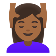 Émoji 💆🏾‍♀️ Femme Qui Se Fait Masser : Peau Mate sur Google Android 11.0 December 2020 Feature Drop.