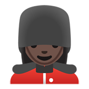 Emoji 💂🏿‍♀️ Guardia Donna: Carnagione Scura su Google Android 11.0 December 2020 Feature Drop.