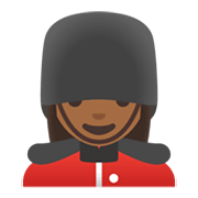 💂🏾‍♀️ Emoji Guardia Mujer: Tono De Piel Oscuro Medio en Google Android 11.0 December 2020 Feature Drop.