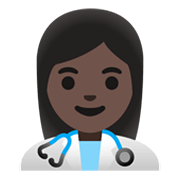 Émoji 👩🏿‍⚕️ Professionnelle De La Santé : Peau Foncée sur Google Android 11.0 December 2020 Feature Drop.