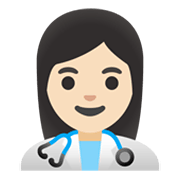 Émoji 👩🏻‍⚕️ Professionnelle De La Santé : Peau Claire sur Google Android 11.0 December 2020 Feature Drop.
