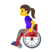 👩‍🦽 Emoji Frau in manuellem Rollstuhl Google Android 11.0 December 2020 Feature Drop.