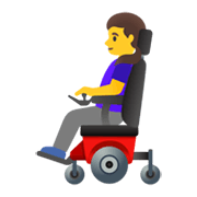 👩‍🦼 Emoji Frau in elektrischem Rollstuhl Google Android 11.0 December 2020 Feature Drop.