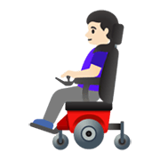 👩🏻‍🦼 Emoji Mulher Em Cadeira De Rodas Motorizada: Pele Clara na Google Android 11.0 December 2020 Feature Drop.
