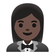 🤵🏿‍♀️ Emoji Mujer Con Esmoquin: Tono De Piel Oscuro en Google Android 11.0 December 2020 Feature Drop.