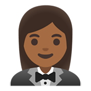 🤵🏾‍♀️ Emoji Mulher De Smoking: Pele Morena Escura na Google Android 11.0 December 2020 Feature Drop.