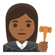 👩🏾‍⚖️ Emoji Juíza: Pele Morena Escura na Google Android 11.0 December 2020 Feature Drop.