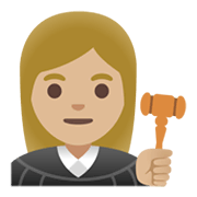Émoji 👩🏼‍⚖️ Juge Femme : Peau Moyennement Claire sur Google Android 11.0 December 2020 Feature Drop.