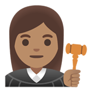 Émoji 👩🏽‍⚖️ Juge Femme : Peau Légèrement Mate sur Google Android 11.0 December 2020 Feature Drop.