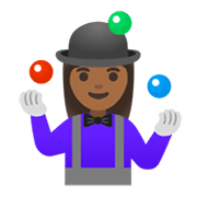 🤹🏾‍♀️ Emoji Mulher Malabarista: Pele Morena Escura na Google Android 11.0 December 2020 Feature Drop.