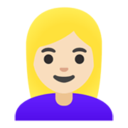 👱🏻‍♀️ Emoji Frau: helle Hautfarbe, blond Google Android 11.0 December 2020 Feature Drop.
