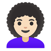 Émoji 👩🏻‍🦱 Femme : Peau Claire Et Cheveux Bouclés sur Google Android 11.0 December 2020 Feature Drop.