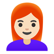 👩🏻‍🦰 Emoji Frau: helle Hautfarbe, rotes Haar Google Android 11.0 December 2020 Feature Drop.