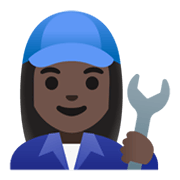 👩🏿‍🔧 Emoji Mechanikerin: dunkle Hautfarbe Google Android 11.0 December 2020 Feature Drop.