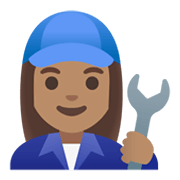 👩🏽‍🔧 Emoji Mecánica: Tono De Piel Medio en Google Android 11.0 December 2020 Feature Drop.
