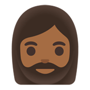 🧔🏾‍♀️ Emoji Mujer Con Barba Tono De Piel Oscuro Medio en Google Android 11.0 December 2020 Feature Drop.