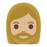 Emoji 🧔🏼‍♀️ Uomo Con La Barba Carnagione Abbastanza Chiara su Google Android 11.0 December 2020 Feature Drop.