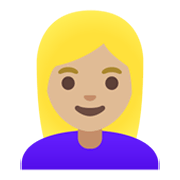 👱🏼‍♀️ Emoji Frau: mittelhelle Hautfarbe, blond Google Android 11.0 December 2020 Feature Drop.
