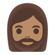 🧔🏽‍♀️ Emoji Frau: Bart mittlere Hautfarbe Google Android 11.0 December 2020 Feature Drop.