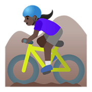 🚵🏿‍♀️ Emoji Mulher Fazendo Mountain Bike: Pele Escura na Google Android 11.0 December 2020 Feature Drop.