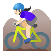 🚵🏻‍♀️ Emoji Mulher Fazendo Mountain Bike: Pele Clara na Google Android 11.0 December 2020 Feature Drop.