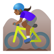 🚵🏾‍♀️ Emoji Mountainbikerin: mitteldunkle Hautfarbe Google Android 11.0 December 2020 Feature Drop.