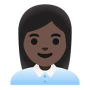 👩🏿‍💼 Emoji Oficinista Mujer: Tono De Piel Oscuro en Google Android 11.0 December 2020 Feature Drop.