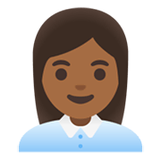 👩🏾‍💼 Emoji Büroangestellte: mitteldunkle Hautfarbe Google Android 11.0 December 2020 Feature Drop.