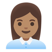 👩🏽‍💼 Emoji Funcionária De Escritório: Pele Morena na Google Android 11.0 December 2020 Feature Drop.