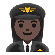 Emoji 👩🏿‍✈️ Pilota Donna: Carnagione Scura su Google Android 11.0 December 2020 Feature Drop.