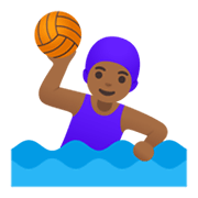 🤽🏾‍♀️ Emoji Mujer Jugando Al Waterpolo: Tono De Piel Oscuro Medio en Google Android 11.0 December 2020 Feature Drop.