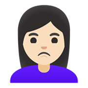 Emoji 🙎🏻‍♀️ Donna Imbronciata: Carnagione Chiara su Google Android 11.0 December 2020 Feature Drop.