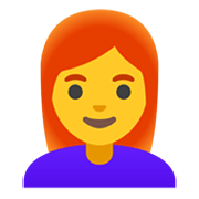 Emoji 👩‍🦰 Donna: Capelli Rossi su Google Android 11.0 December 2020 Feature Drop.