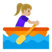 🚣🏼‍♀️ Emoji Mujer Remando En Un Bote: Tono De Piel Claro Medio en Google Android 11.0 December 2020 Feature Drop.
