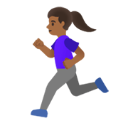 🏃🏾‍♀️ Emoji Mujer Corriendo: Tono De Piel Oscuro Medio en Google Android 11.0 December 2020 Feature Drop.