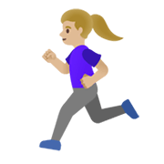 🏃🏼‍♀️ Emoji Mujer Corriendo: Tono De Piel Claro Medio en Google Android 11.0 December 2020 Feature Drop.