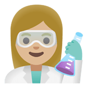 👩🏼‍🔬 Emoji Cientista Mulher: Pele Morena Clara na Google Android 11.0 December 2020 Feature Drop.