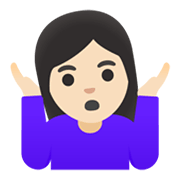 Emoji 🤷🏻‍♀️ Donna Che Scrolla Le Spalle: Carnagione Chiara su Google Android 11.0 December 2020 Feature Drop.
