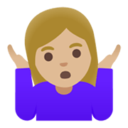 🤷🏼‍♀️ Emoji schulterzuckende Frau: mittelhelle Hautfarbe Google Android 11.0 December 2020 Feature Drop.