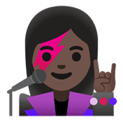 👩🏿‍🎤 Emoji Sängerin: dunkle Hautfarbe Google Android 11.0 December 2020 Feature Drop.